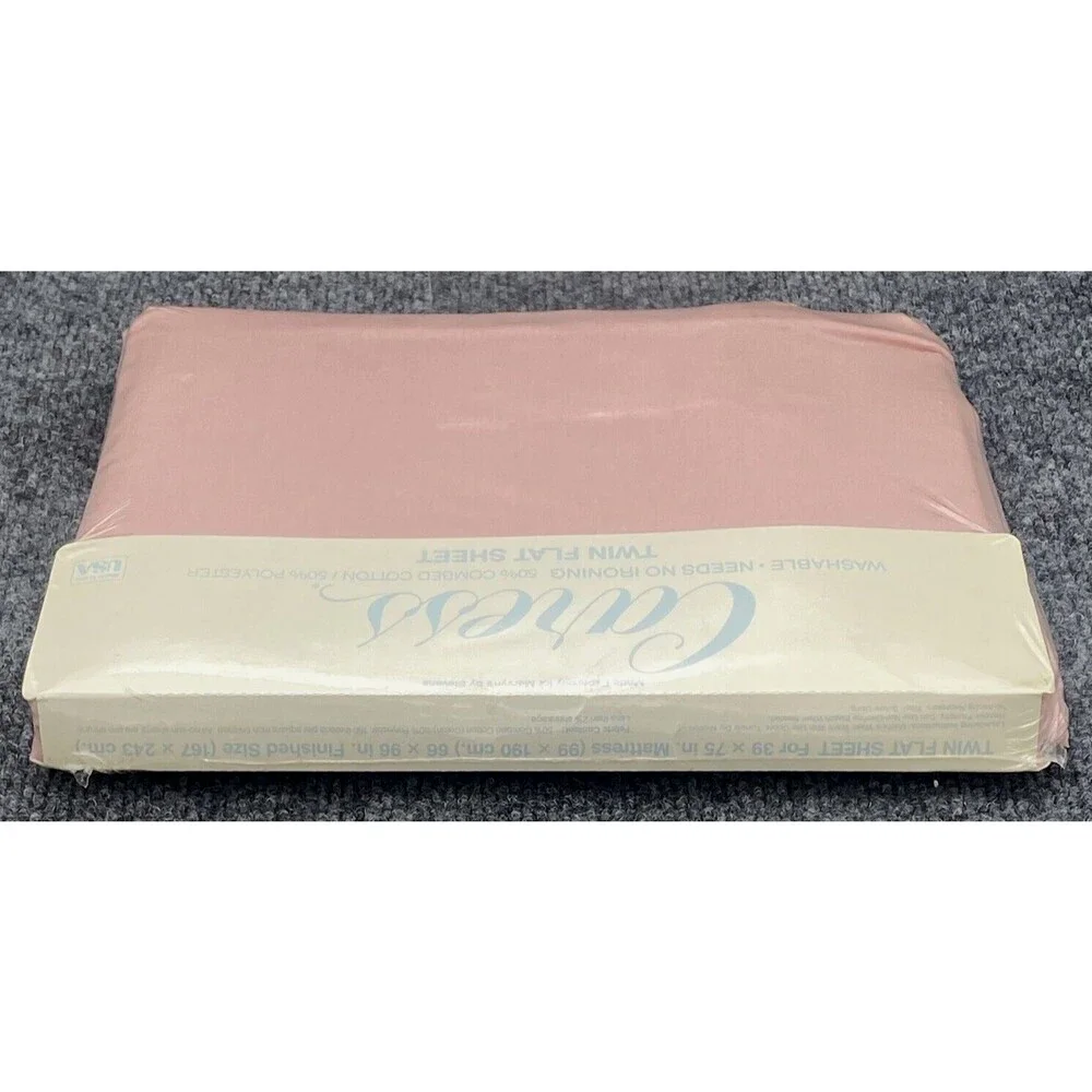 Vintage Mervyns Caress Twin Flat Sheet Pink Rosebud Percale NOS New Sealed USA